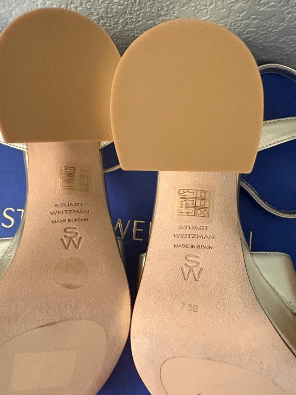 Stuart Weitzman Metallic Gold Platform Block Heel Sandals